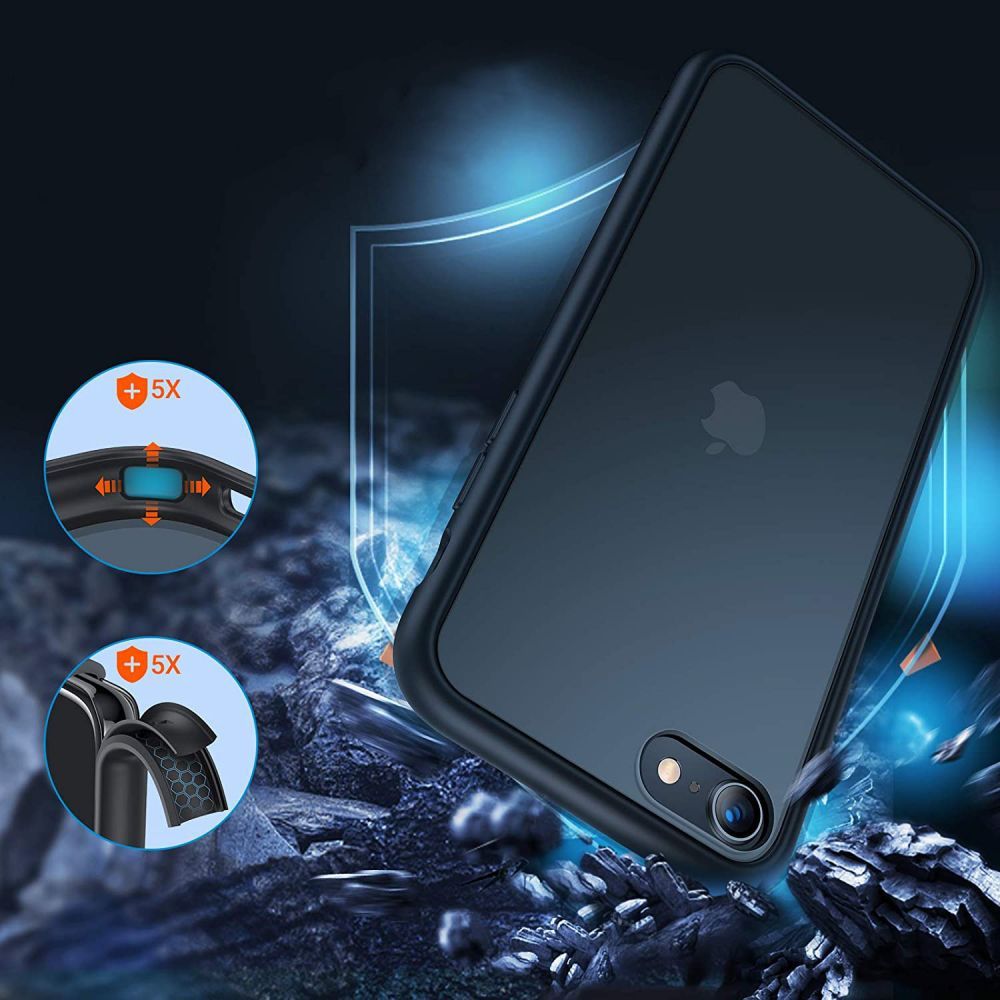 Etui Mattfit Black + Szkło Hartowane Do Iphone 7 / 8 / Se 2020 / 2022