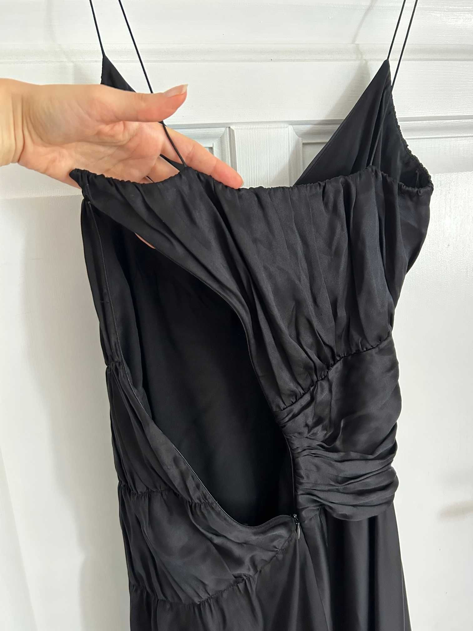 Donna Karan jedwab 100% drapowana maxi slippery dress suknia