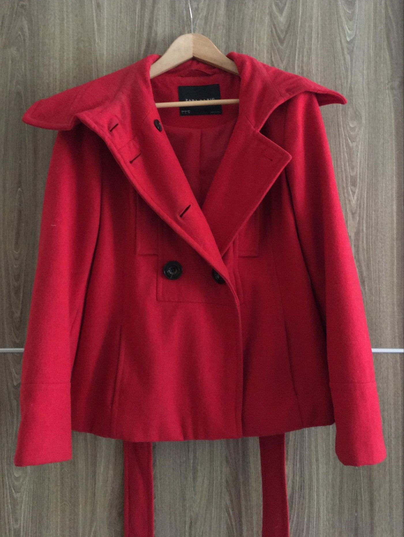 Czerwony Płaszczyk Wiosenny Zara Basic r.L