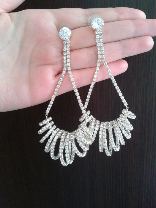 Серьги Swarovski,Шикарные сережки Сваровски,Эксклюзив,Длинные