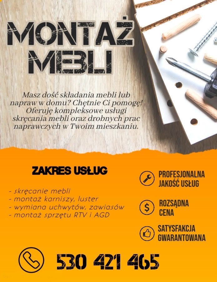Skręcanie Montaż Kuchni Mebli - Meble na wymiar i Usługi Złotej Rączki