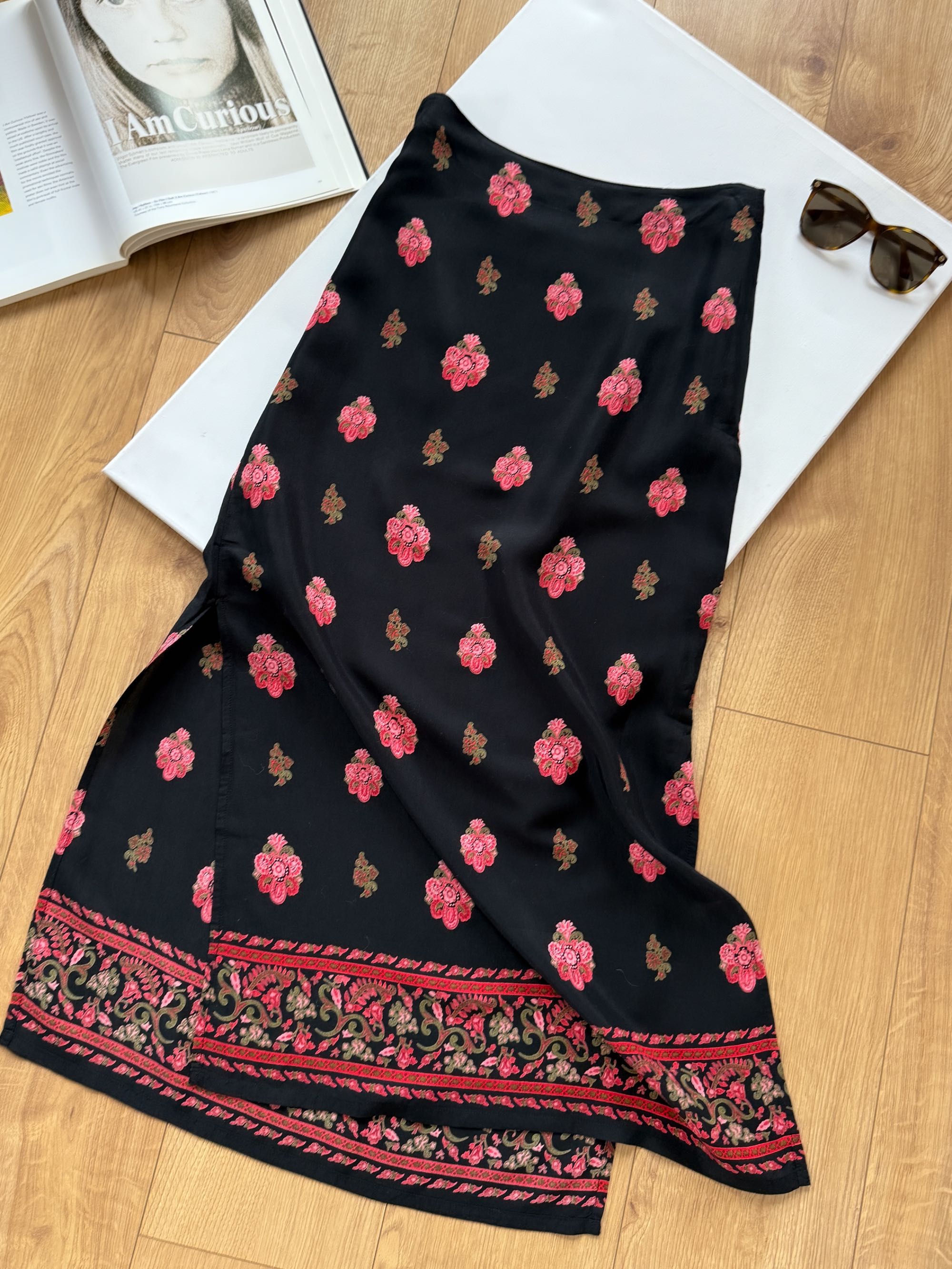 Długa maxi spódnica 100% wiskoza H&M vintage  rozporkami indyjski wzór