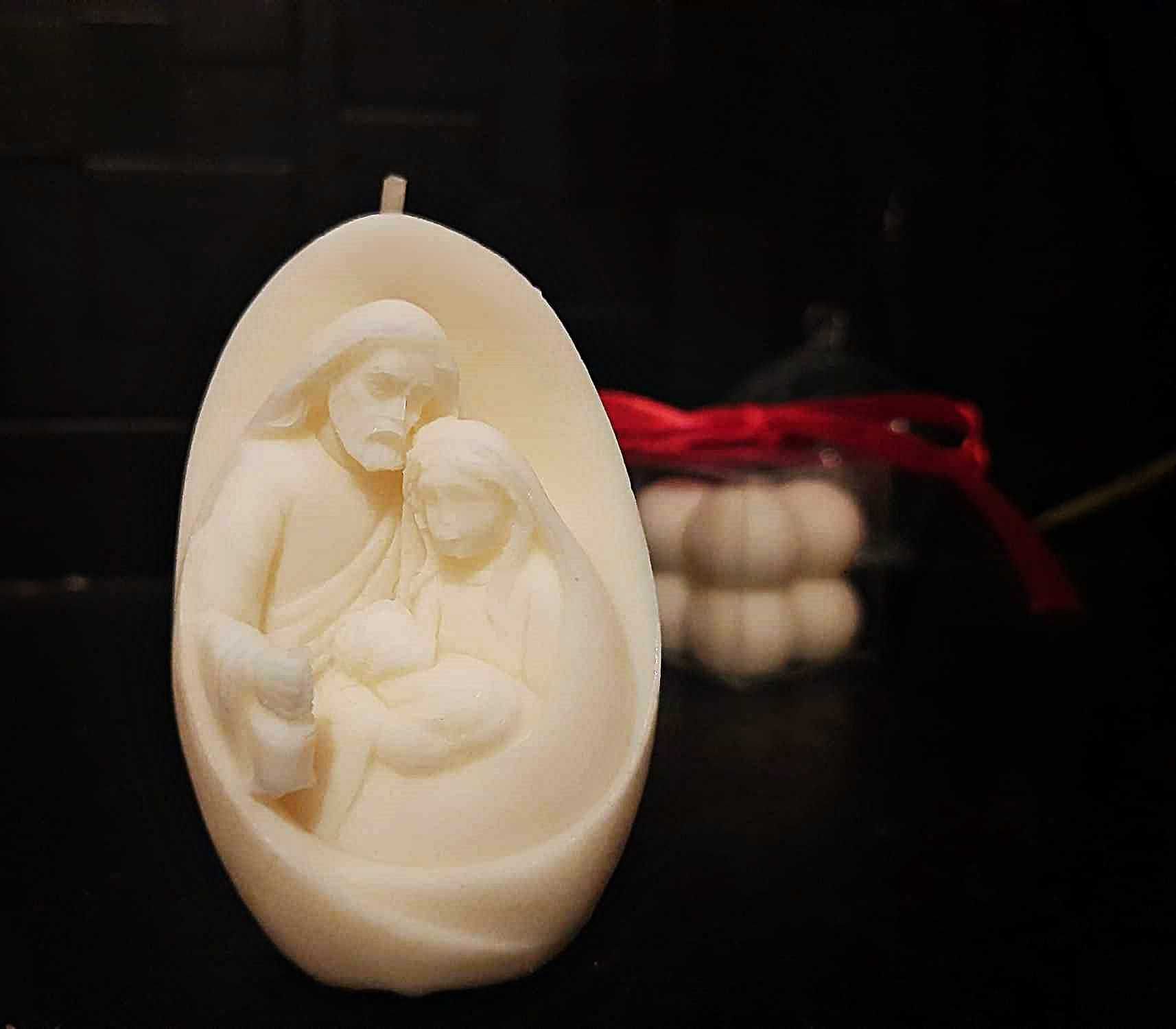 Świeczka wosk sojowy w kształcie Świętej Rodziny prezent, upominek