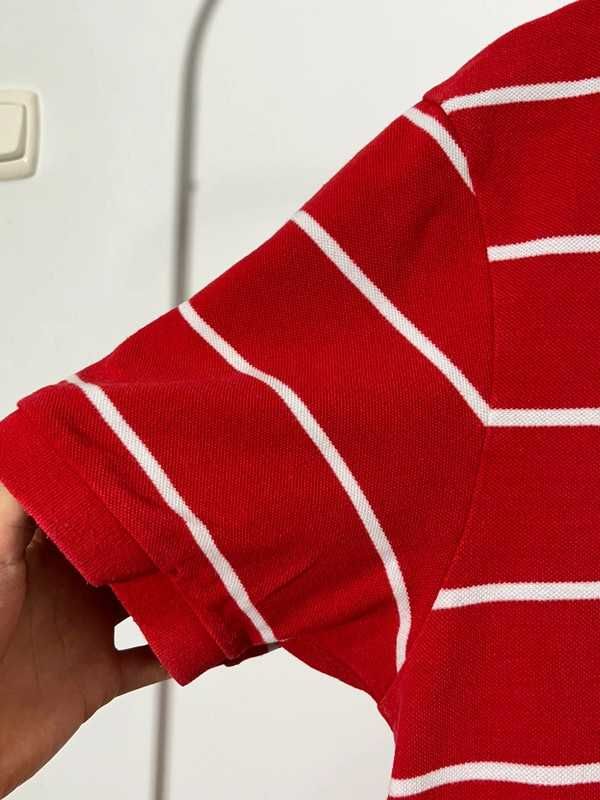 GANT czerwona koszulka polo w paski męska