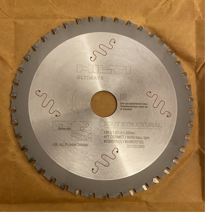 HILTI - NOWA tarcza SCBM XCut Struc 136 mm / 42 zęby - klasa ULTIMATE