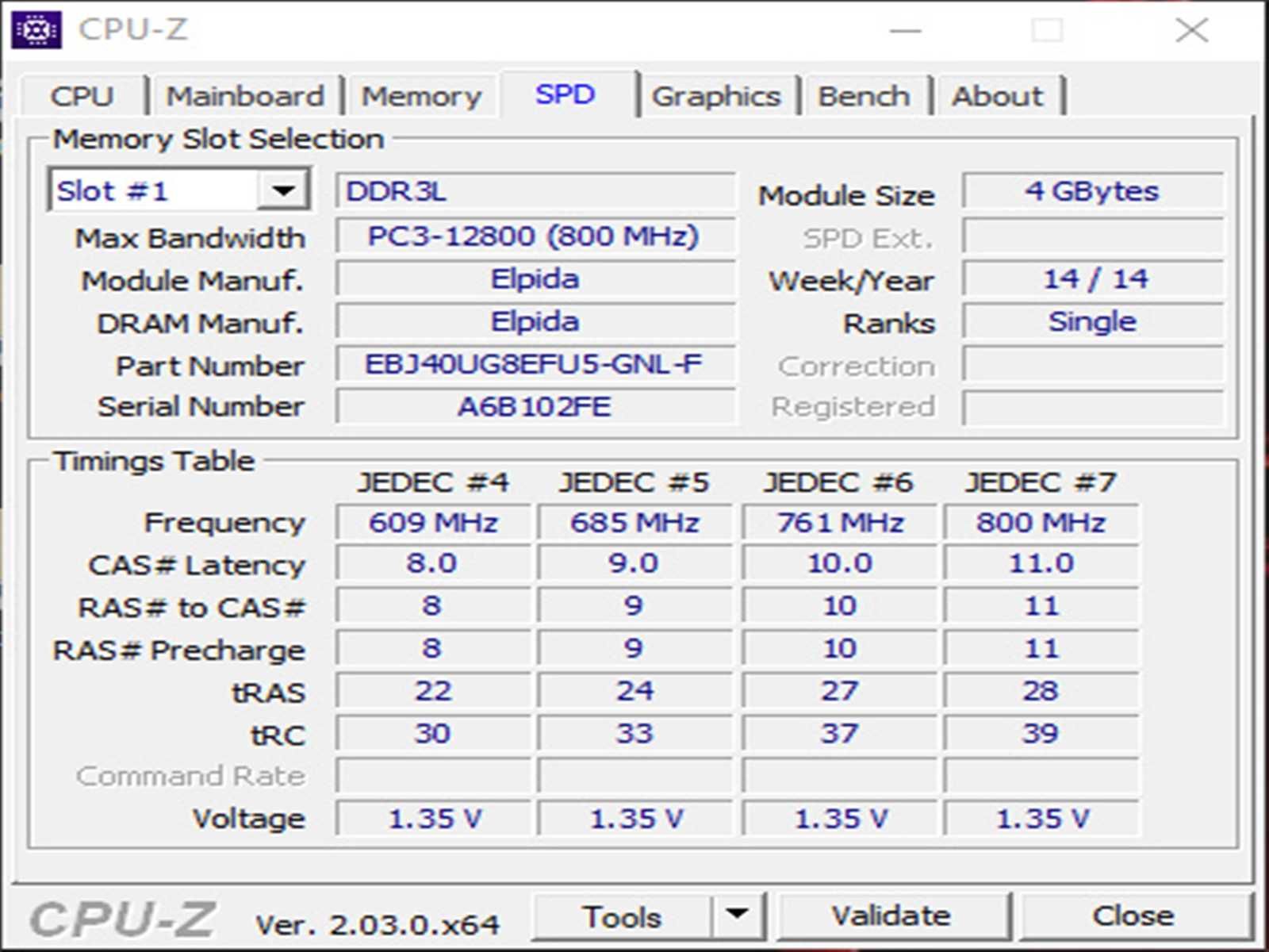 DDR3 8GB ELpida 12800 L