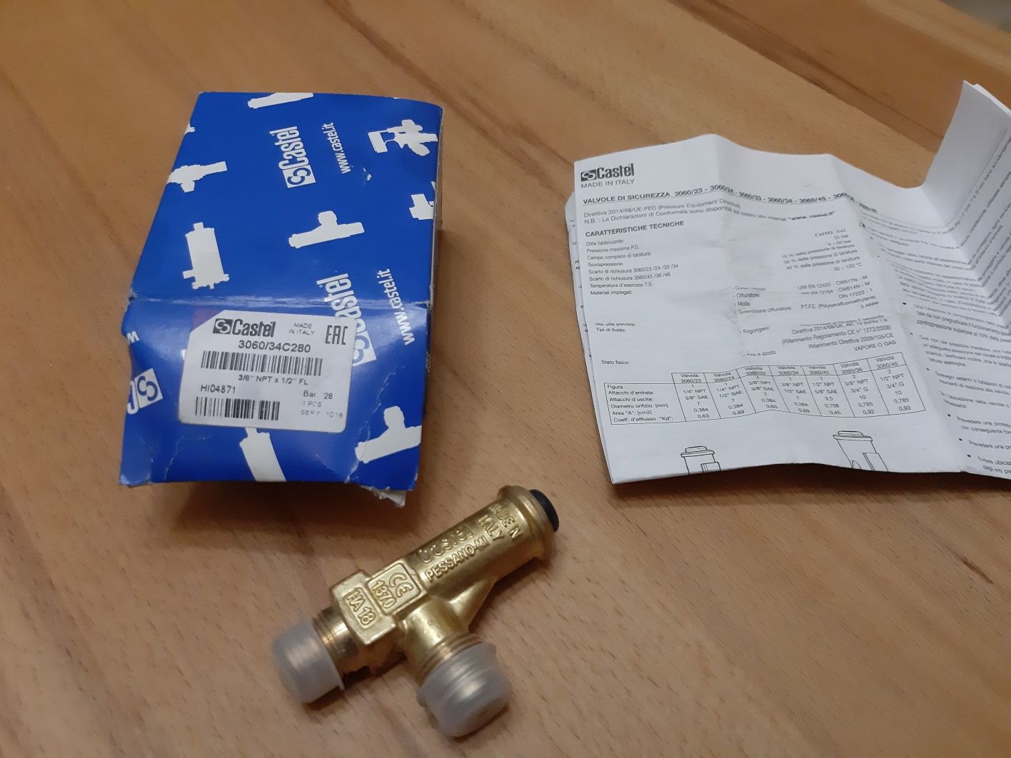 Zawór bezpieczeństwa 28 bar Castel 3060/34C280 chłodnictwo