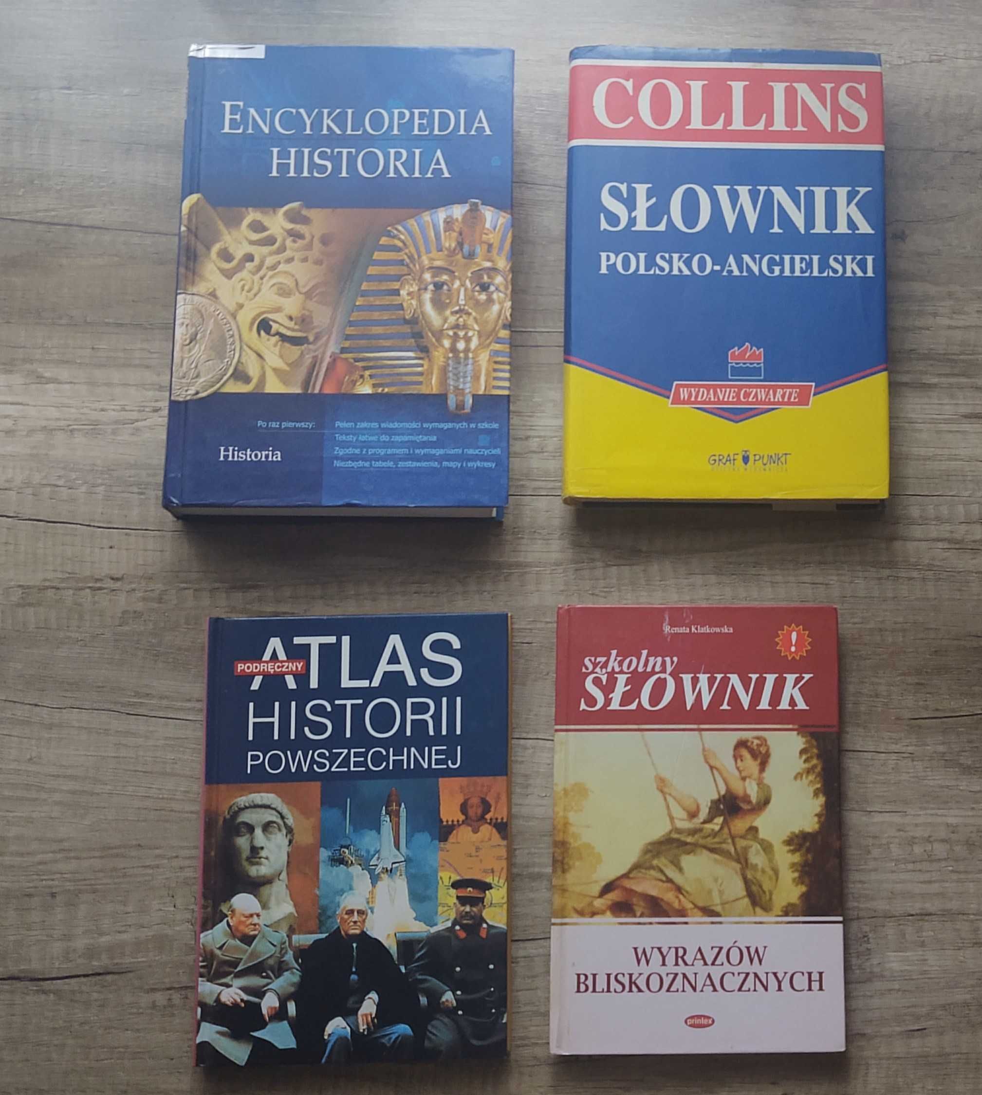 Zestaw słowników, encyklopedia, atlas historyczny