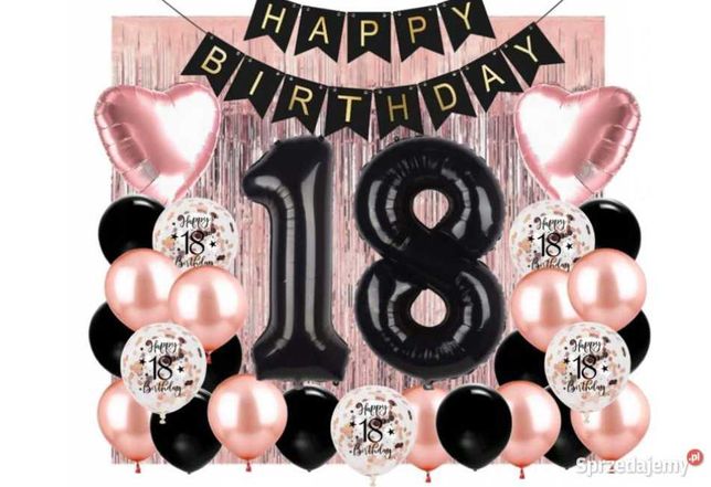 Zestaw Dekoracji Balony 18 Urodziny Osiemnastka XL DOSTAWA