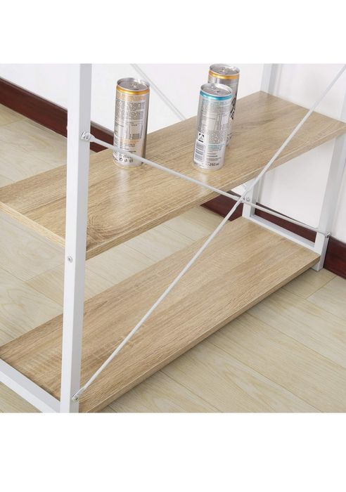 Biurko komputerowe WOLTU narożne L jasny dąb + białe do biura i gier