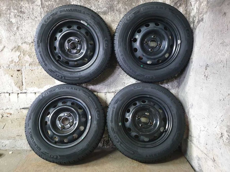 Felgi stalowe R14 4x100 opony letnie 175/70R14 7mm Hyundai Kia Toyota