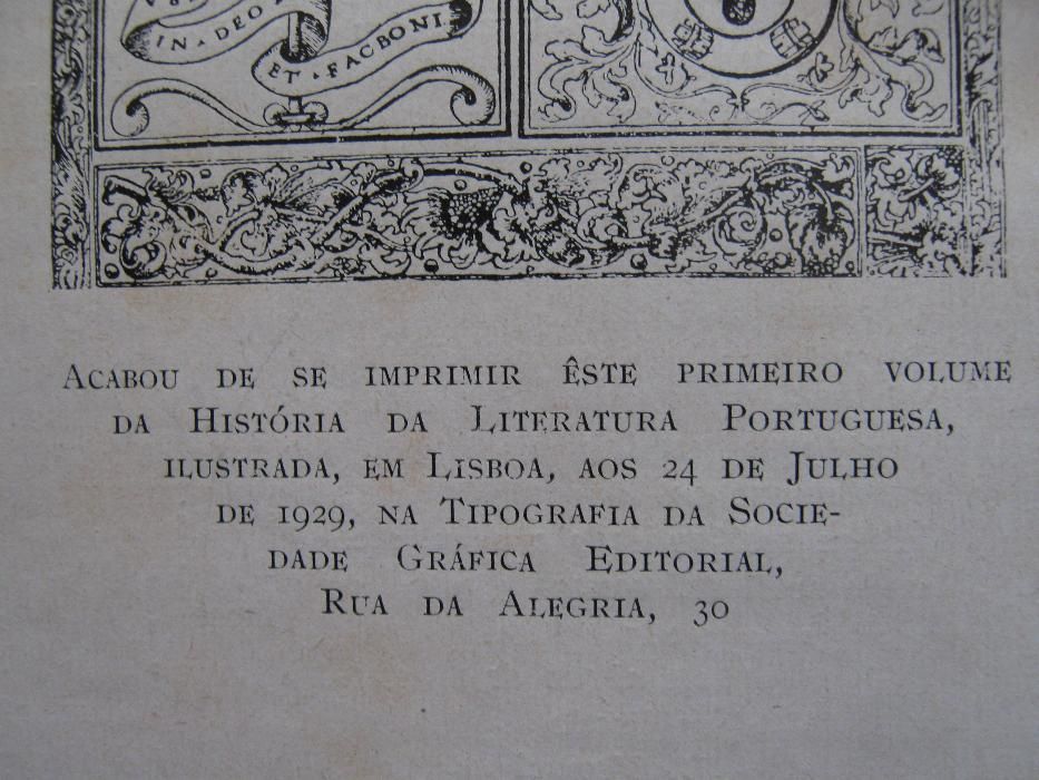 Livros datados 1929 raros da historia da literatura portuguesa (3vol)