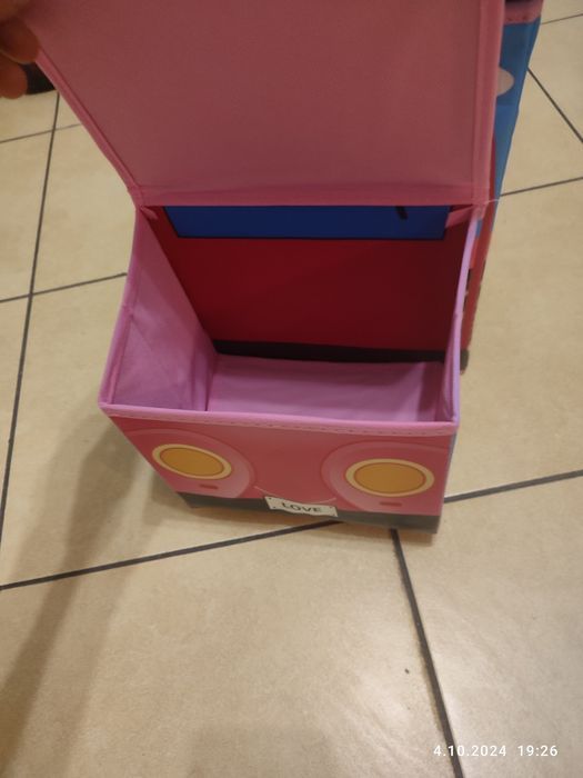 Nowy kosz pojemnik na zabawki podwójny Autko