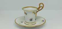 Porcelana MEISSEN DUO Mokka wzór Kwiatowy Złocona, Brabant Piękna