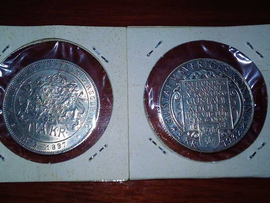 Duas moedas da Suécia Prata 800