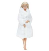 Futro kurtka dla lalki Barbie ubranko ubranie białe na zimę prezent