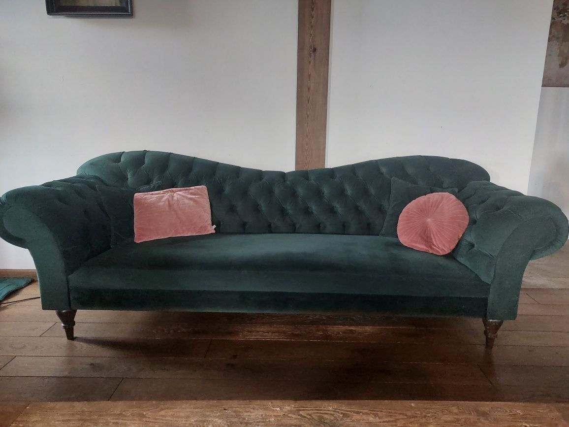 kanapa sofa pikowana chesterfield , butelkowa zieleń
