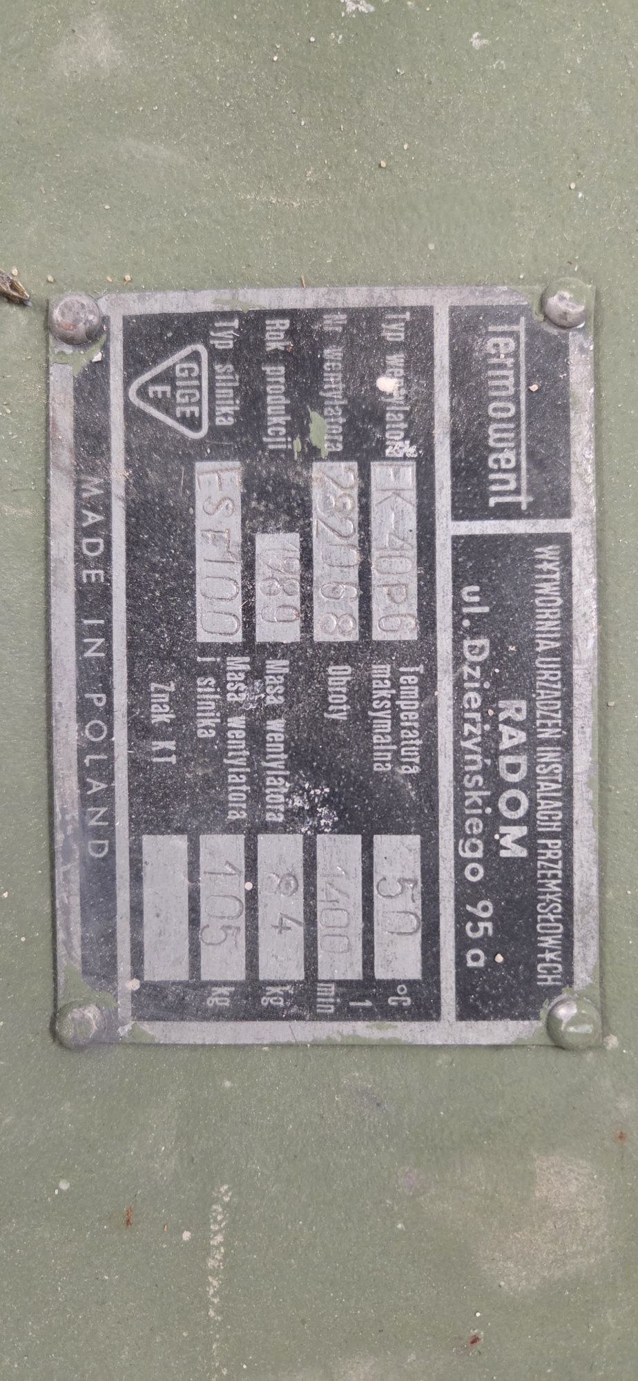 Wentylator przemysłowy promieniowy ślimakowy Termowent  FK  40P6