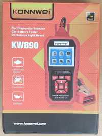 KONNWEI KW890 - skaner OBDII - tester baterii - reset oleju (3in1)