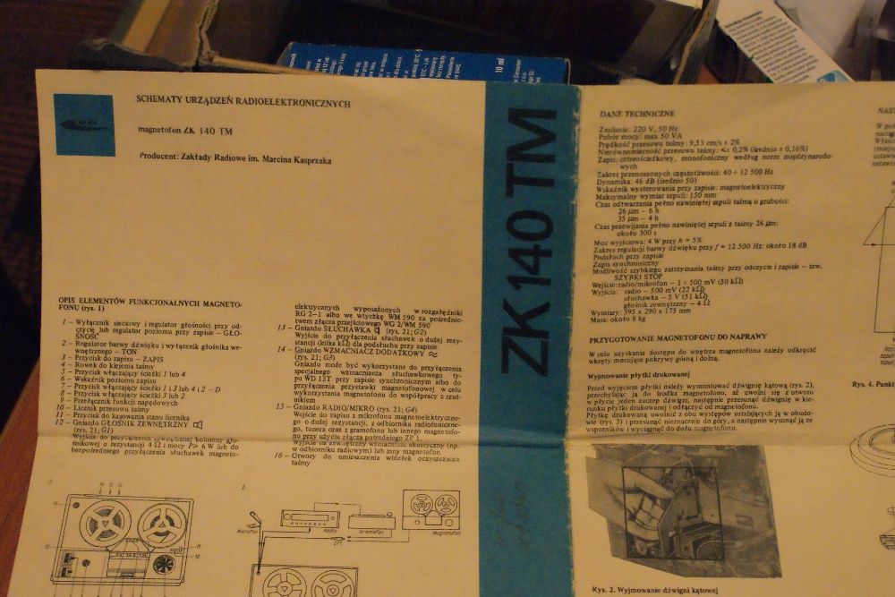 magnetofon ZK 140T schematy instrukcje