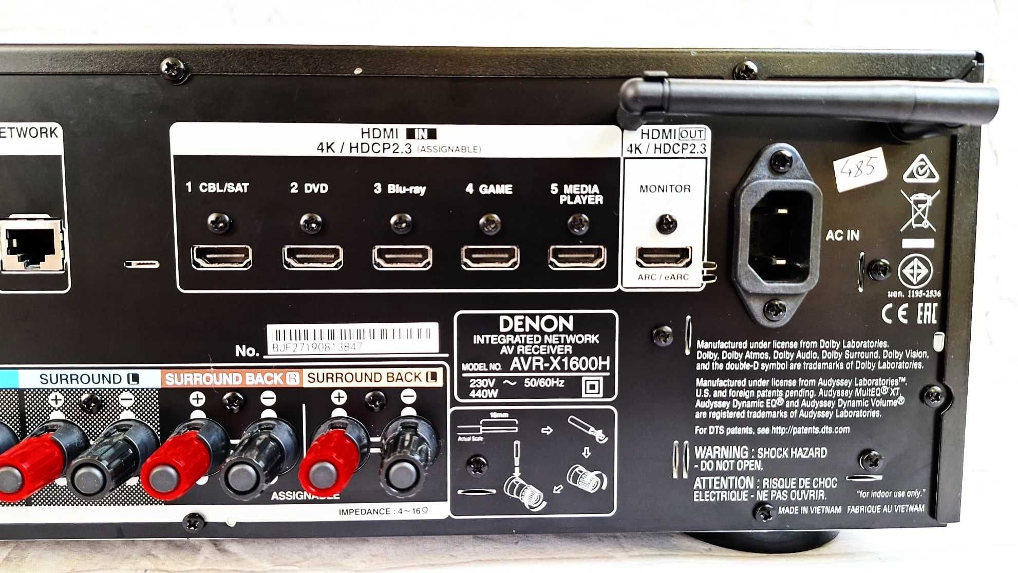 Amplituner Denon Avr X 1600 Bluetooth Dolby Atmos WiFi wzmacniacz