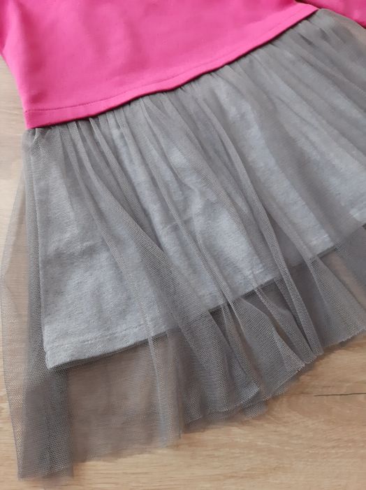 Pepco sukienka dziewczęca rozmiar 116 tiulowa różowa szara długi rękaw