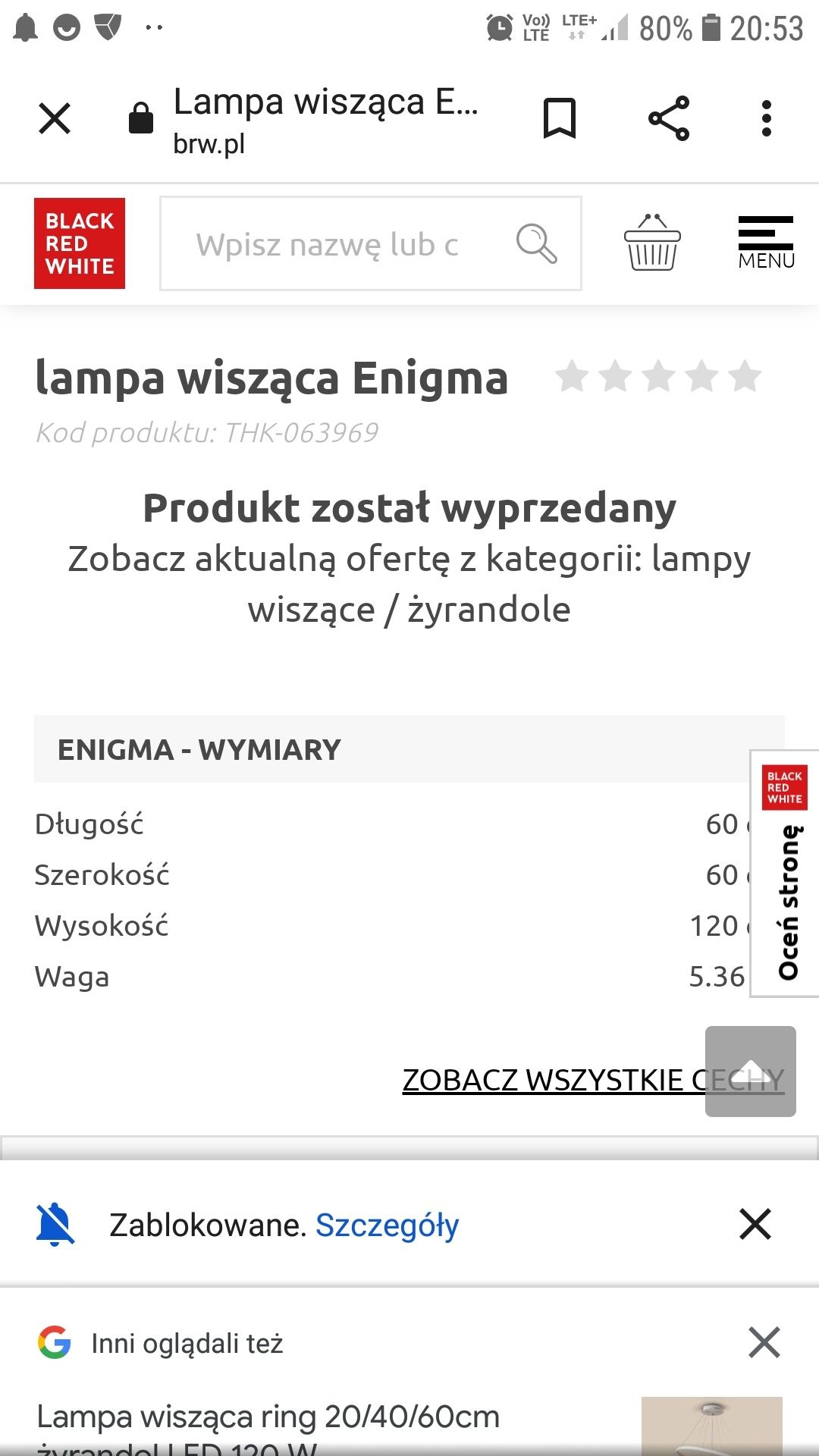 Lampa wisząca Enigmal led  biala