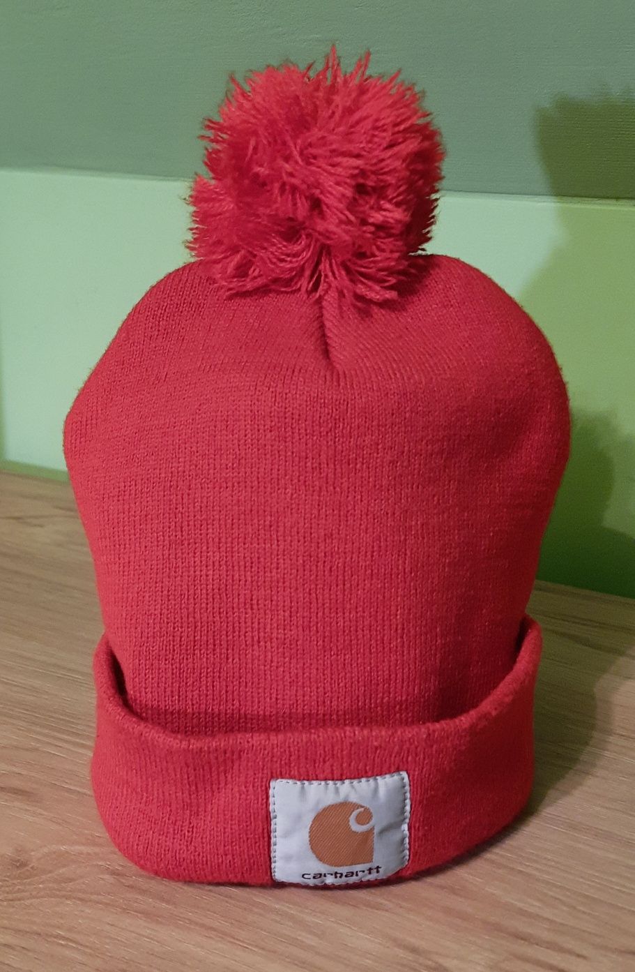 Czapka Zimowa Carhartt Czerwona z Pomponem