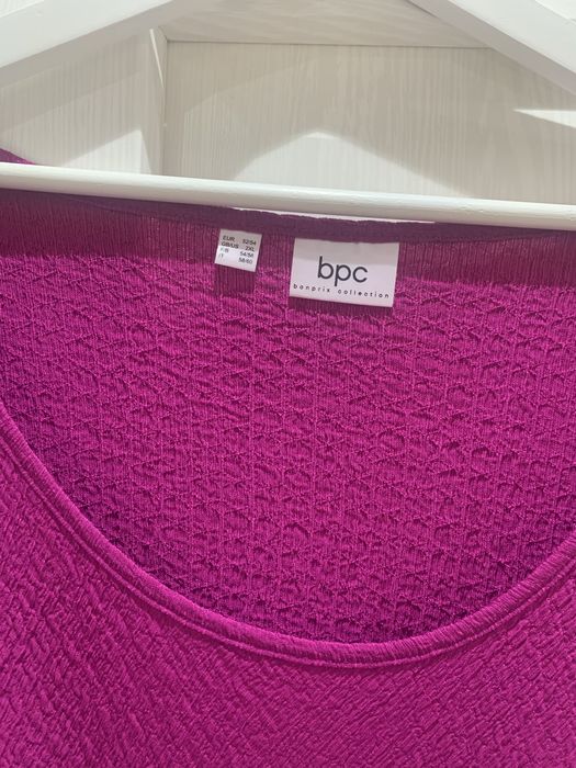 Sukienka midi z wiązaniem Bonprix piękny kolor róż fuksja 52 54