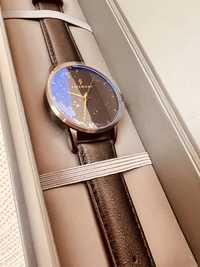 Zegarek męski nowy Siezmont niebieska tarcza skórzany pasek