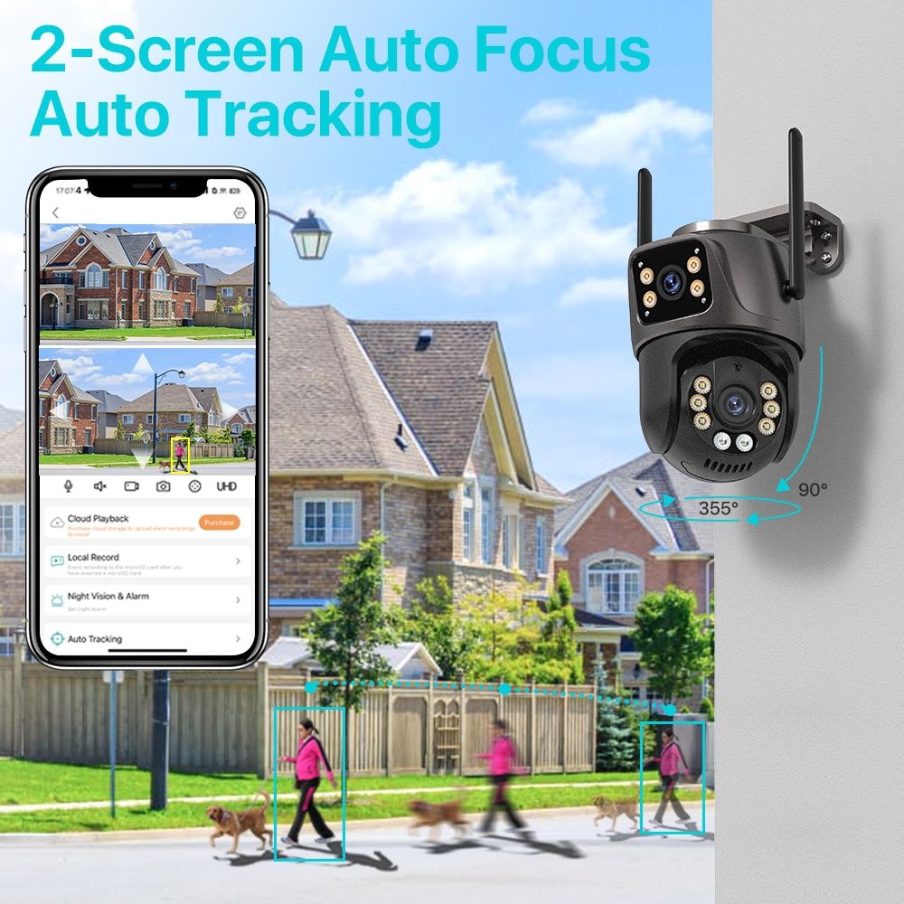 Podwójna kamera zewnętrzna obrotowa 4K 8MP WiFi 128GB monitoring