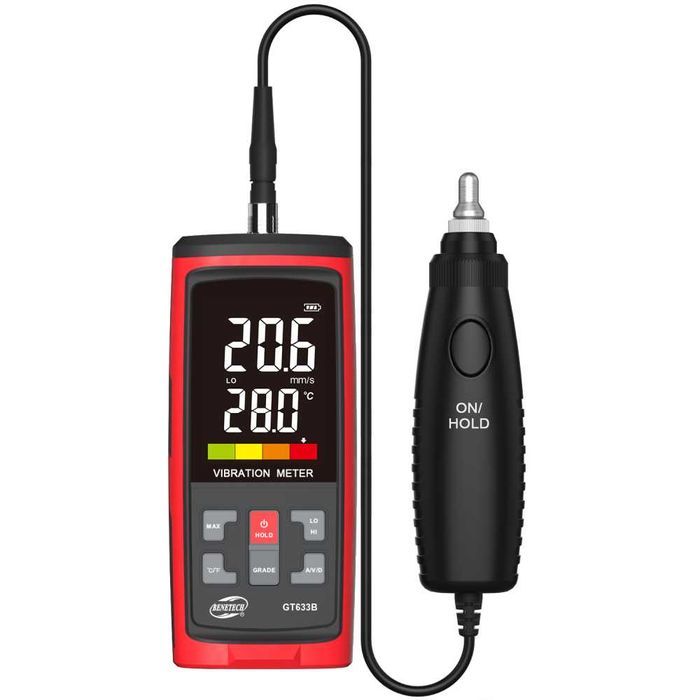 Miernik Wibracji Cyfrowy Wibrometr Czujnik Drgań Sonda Przewodowa LCD