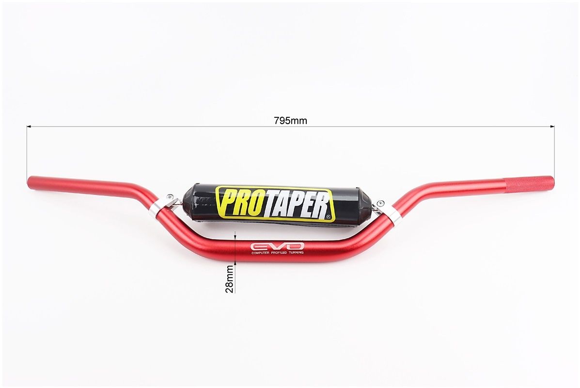 Руль мото d28 L795 PROTAPER" красный с буфером +перемычка