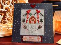 Kartka świąteczna haftowana ręcznie
