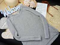 Twins - szary sweterek brokat , warkocz r 152