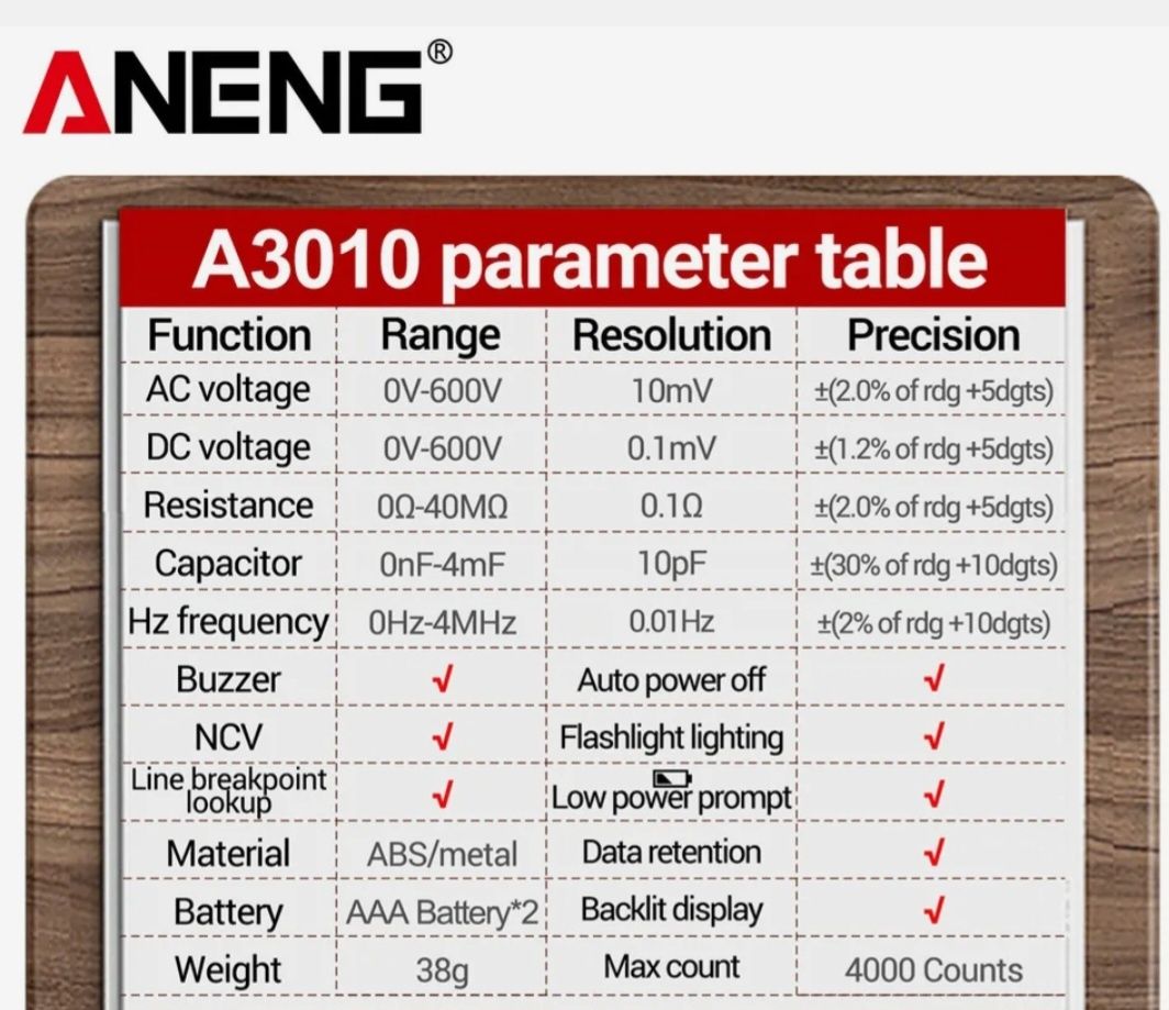 Miernik elektryczny ANENG A3010