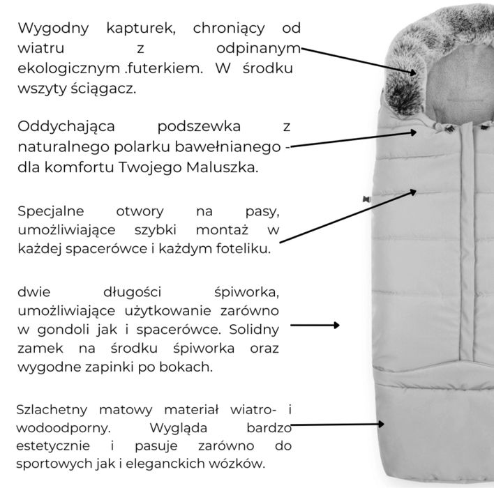 Komplet śpiwór zimowy premium i rękawice do wózka