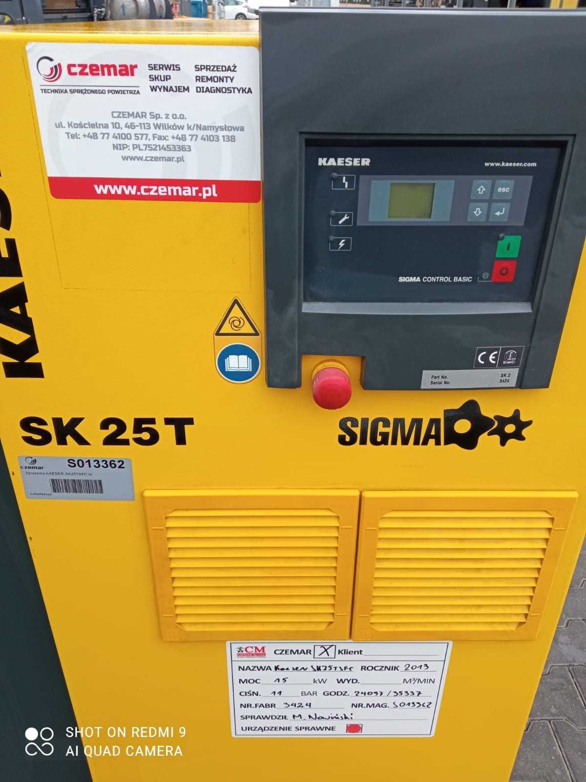 Sprężarka śrubowa kompresor Kaeser SK25SFC T,15 KW 2,55m³ S013362