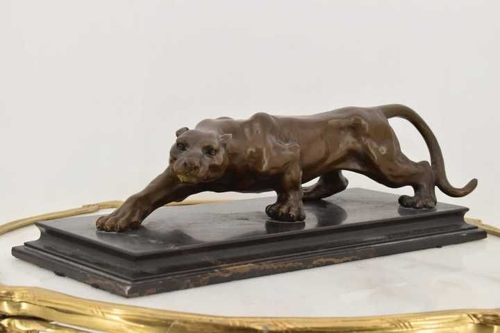 Przyczajona Puma - Pantera Gepard - Figura Rzeźba z Brązu - Prezent