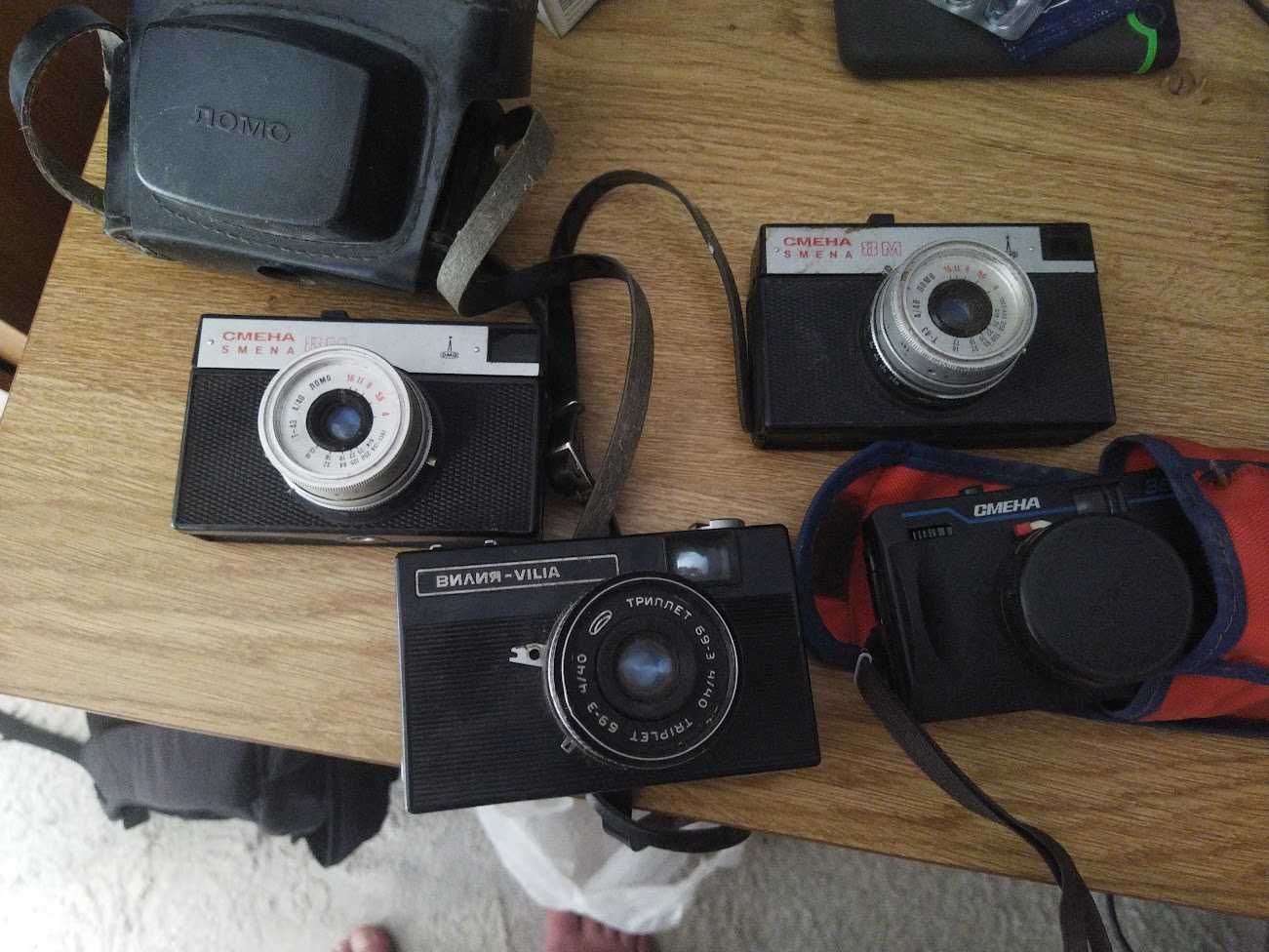 Радянські фотоапапати Київ 30, Вілія Авто, Смена 8м-2 шт, Смена 35