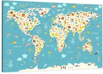 Mapa Świata dla dzieci na płótnie 120x80 cm