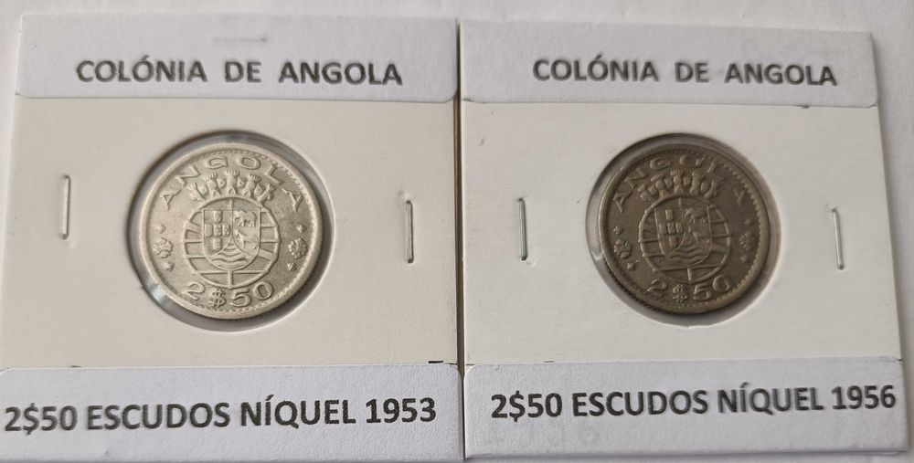 5 Moedas Portuguesas  2$50 Escudos da Ex Colónia Ultramarina de Angola