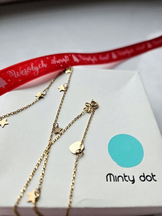 Złoty łańcuszek z gwiazdkami Minty dot