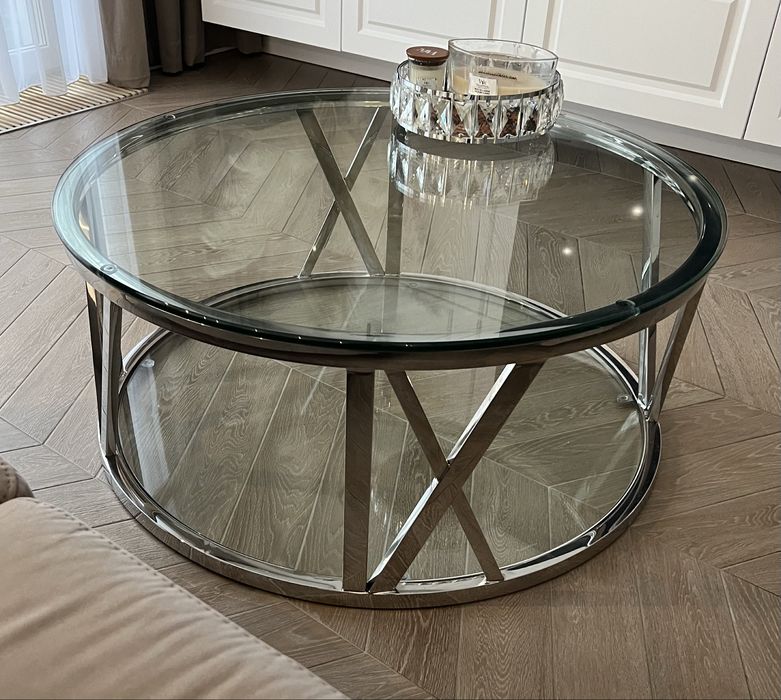 Stolik kawowy Even okrągły szklany