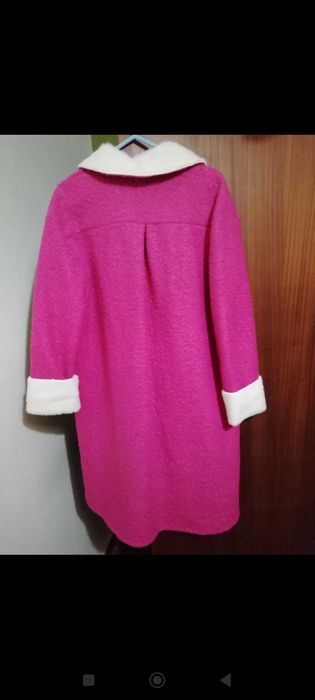 Casaco estilo tedy rosa fúcsia