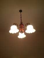 Lampy Retro, Rustykalne, Drewno, Szkło, Na 5 żarówek i 3 żarówki
