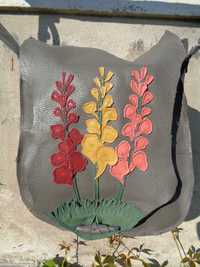 WYPRZEDAŻ Artystyczna skórzana torebka z kwiatami. Handmade