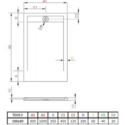 Radaway brodzik TEOS F biały 100X90 konglomerat marmurowy