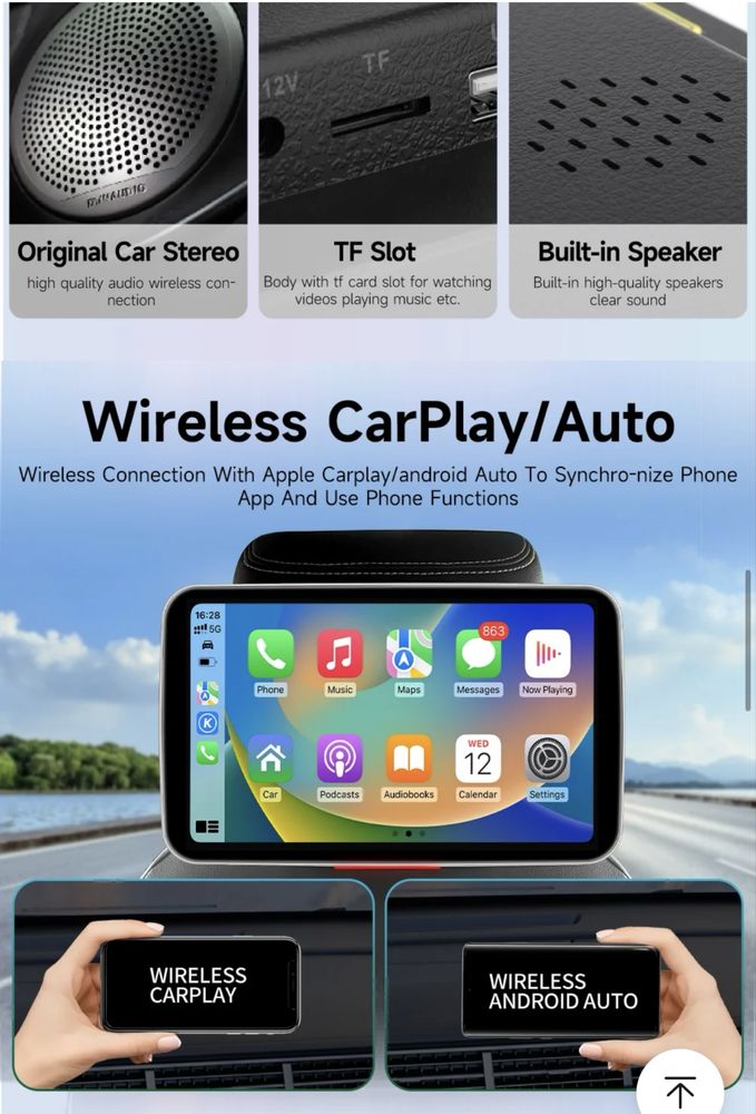Nowy zestaw 2 ekrany na zagłówki Android Car Play Android Auto wifi