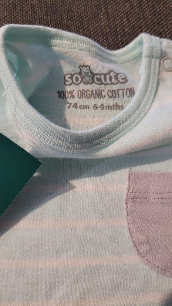Nowe body z krótkim rękawem 74 z papierową metką organic cotton
